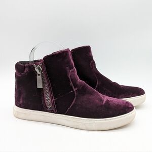 Kenneth Cole Kiera purple velvet zip up ankle boots 7